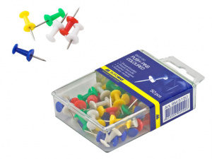 Кнопки цвяшки кольорові, 50 шт., пластиковий контейнер BM.5150 Buromax