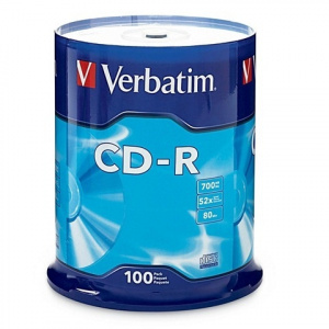 Диски CD-R 700Mb. 52*80min Verbatim  Cake Box 100шт/уп d.43411