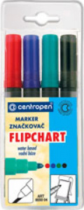 Комплект з 4-х маркерiв для фліпчарту Flipchart круглий 2,5мм 8550/04 CENTROPEN