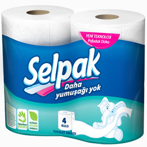 Папір туалетний SELPAK 3шар/200 4рул. целюлоза білий супер 30645