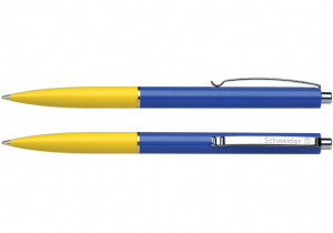 Ручка кулькова автоматична К15 корпус жовто-блакитний, пише синім S930899-05 Schneider